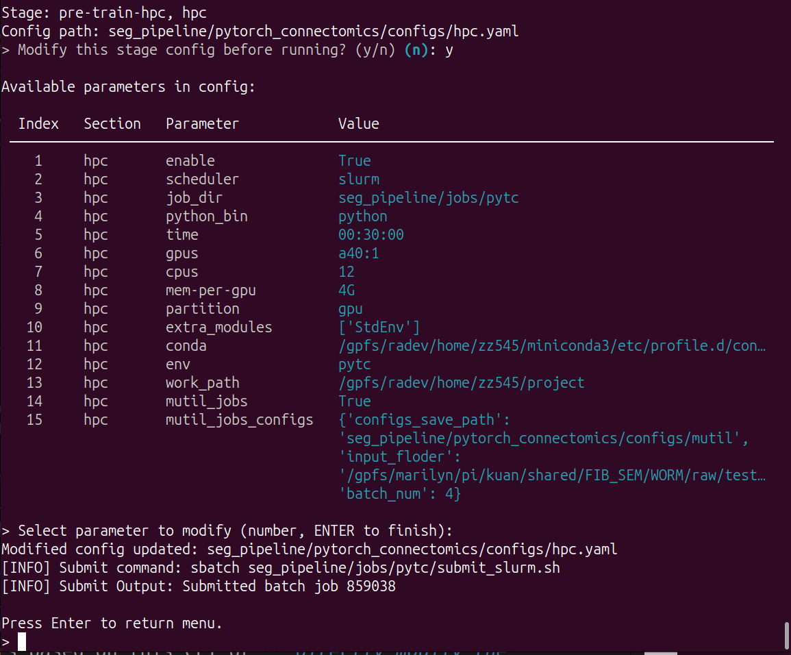 modify the configuration