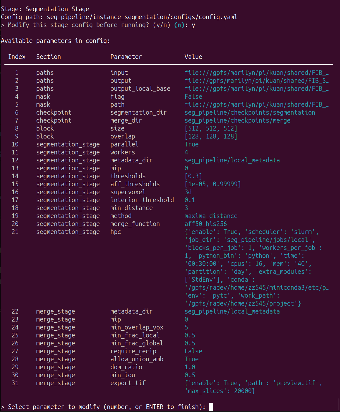 modify the configuration